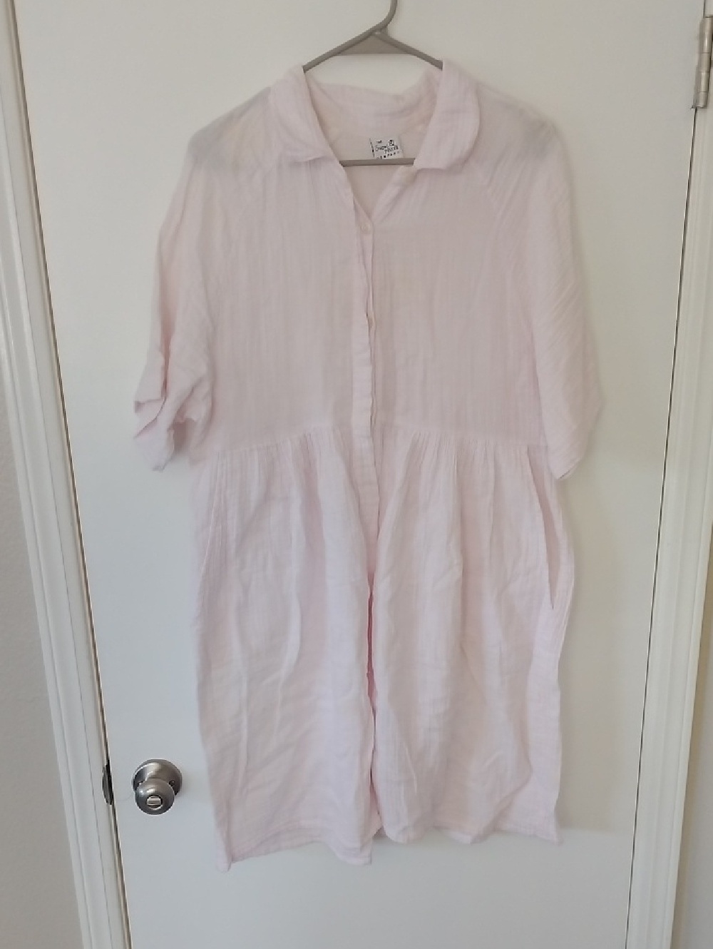 The Snow White Company Pale Pink Gauze Button-Front Dress